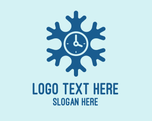 Snowflake - Blue Snow Clock logo design