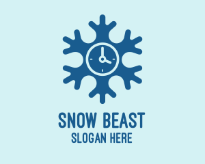 Blue Snow Clock logo design
