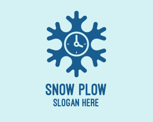 Blue Snow Clock logo design