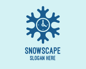 Snow - Blue Snow Clock logo design