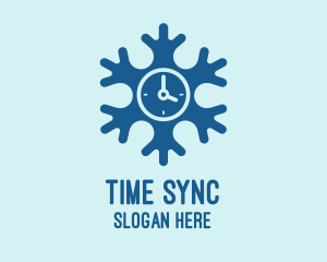 Blue Snow Clock logo design