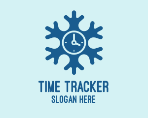 Blue Snow Clock logo design