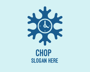 Die Cut - Blue Snow Clock logo design