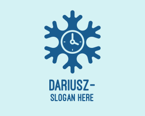 Freezing - Blue Snow Clock logo design