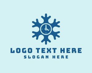 Blue Snow Clock logo design