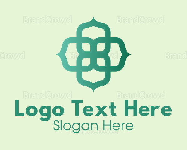 Green Minimalist Radial Clover Logo