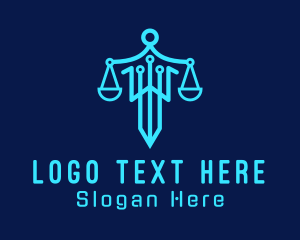 Law Enforcement - Digital Justice Scale Circuit logo design