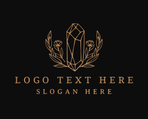 Glam - Golden Floral Gemstone logo design
