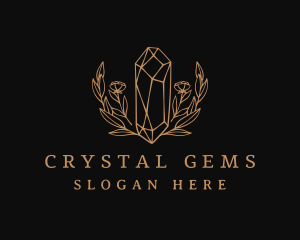 Golden Floral Gemstone  logo design