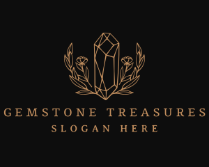 Golden Floral Gemstone  logo design