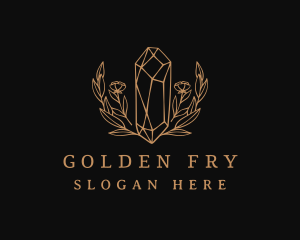 Golden Floral Gemstone  logo design