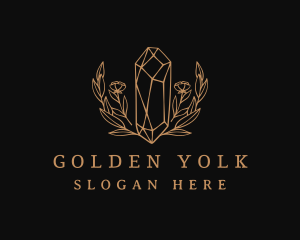 Golden Floral Gemstone  logo design