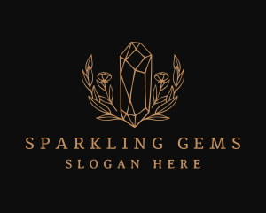 Golden Floral Gemstone  logo design