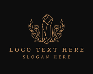 Precious Stone - Golden Floral Gemstone logo design