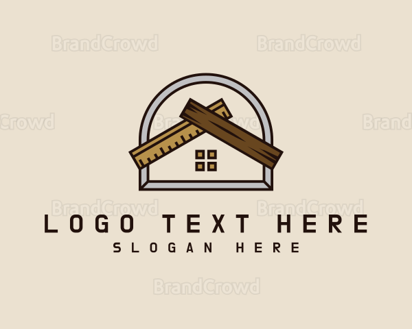 Wood House Construction Logo