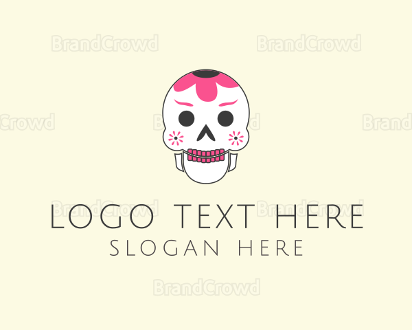 Festive Floral Skull Logo