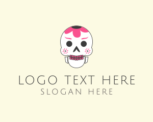 Mexican - Festive Floral Skull logo design