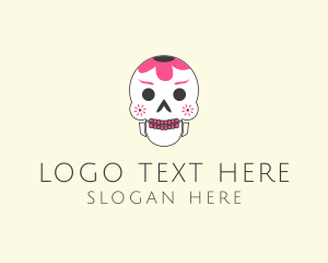 Festive Floral Skull Logo