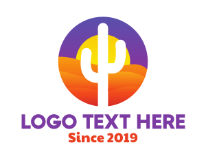 Cactus - Desert Sun Badge logo design