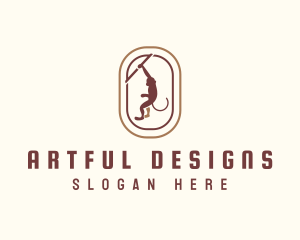 Hanging Monkey Oval logo design