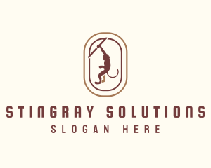 Hanging Monkey Oval logo design