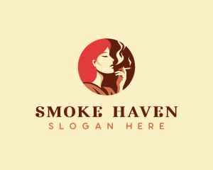 Smoking Lady Cigarette logo design