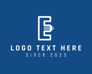 Writer - Pencil Letter E logo design