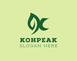 Green Leaf Letter K  logo design