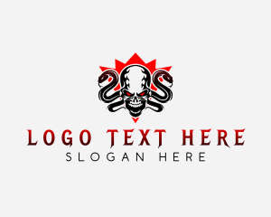 Skull - Skull Head Snake logo design