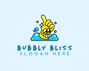 Cleaning Glove Bubbles logo design