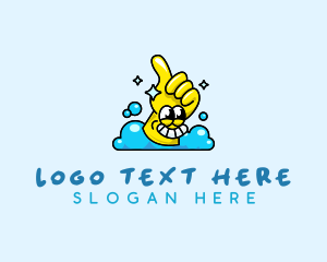 Character - Cleaning Glove Bubbles logo design