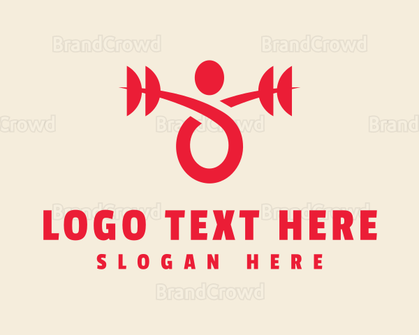 Abstract Red Weightlifter Logo