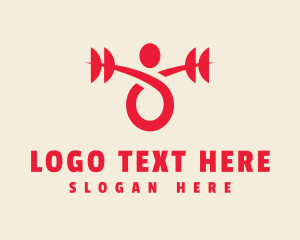 Physical Training - Abstract Red Weightlifter logo design