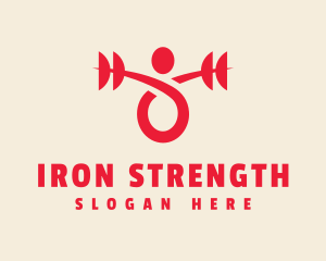 Abstract Red Weightlifter logo design