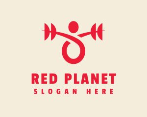 Abstract Red Weightlifter logo design