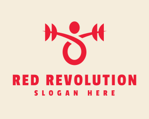 Abstract Red Weightlifter logo design