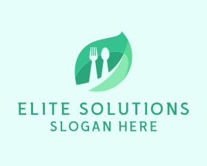 Green Leaf - Herb Food Cutlery logo design