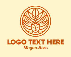 Lady - Orange Nature Goddess logo design