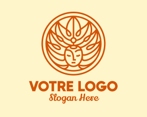 Hair Salon - Orange Nature Goddess logo design