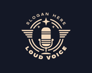 Wings Microphone Podcast logo design