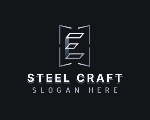 Steel - Industrial Steel Fabrication Letter E logo design