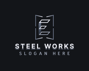 Steel - Industrial Steel Fabrication Letter E logo design
