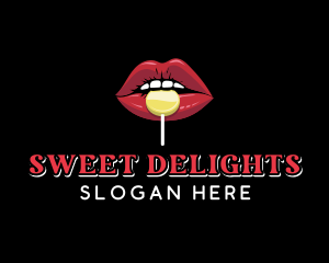 Lollipop - Lips Sweet Candy logo design