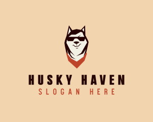 Husky Dog Grooming logo design