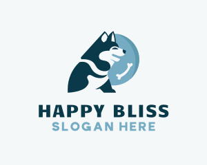 Cute Husky Dog logo design