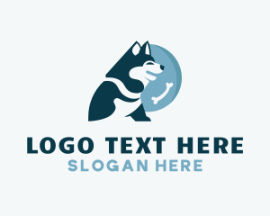 Orange Dog - Cute Husky Dog logo design