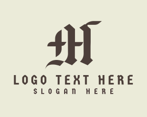 Tattoo Artist - Gothic Typography Letter M logo design
