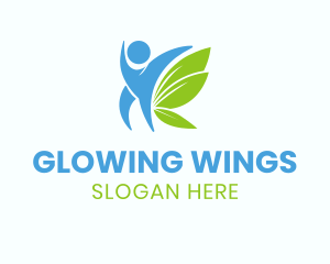 Human Leaf Wings logo design