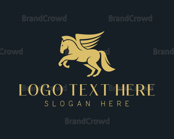 Gold Winged Horse Pegasus Logo