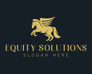 Equity - Gold Winged Horse Pegasus logo design